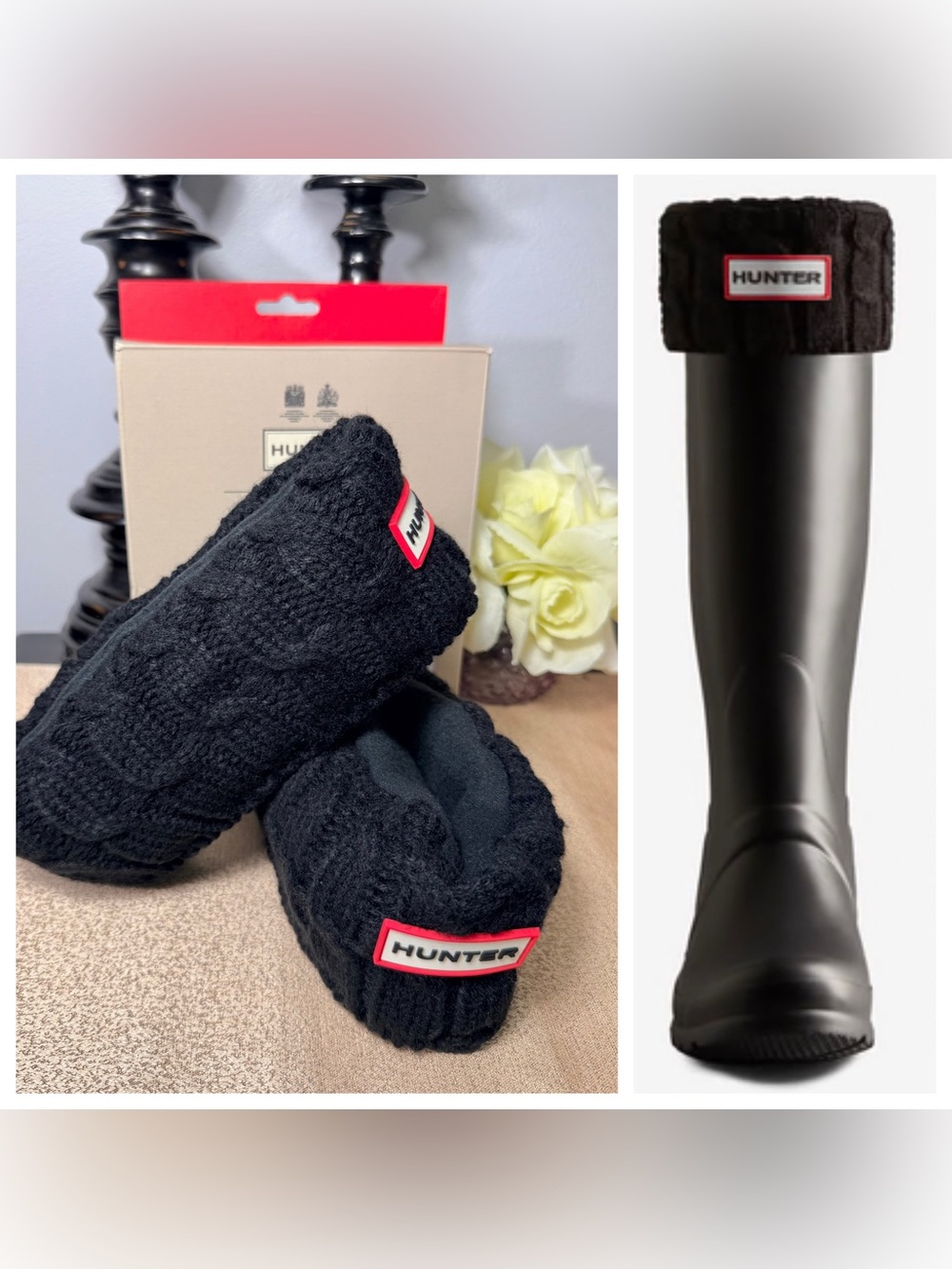 NWT Hunter Cable Knit Cuff Tall Boot Socks